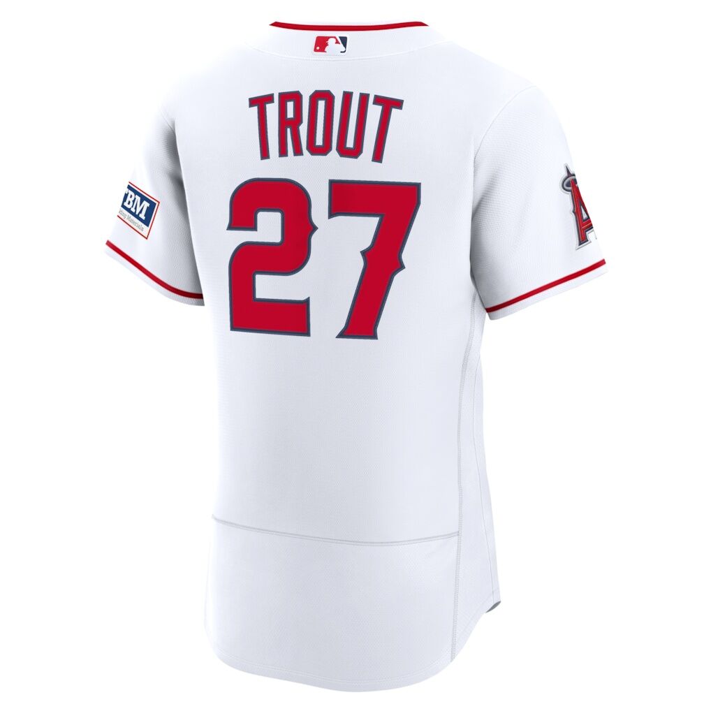 Mike Trout Los Angeles Angels Nike Home Authentic Sponsor Patch Jersey