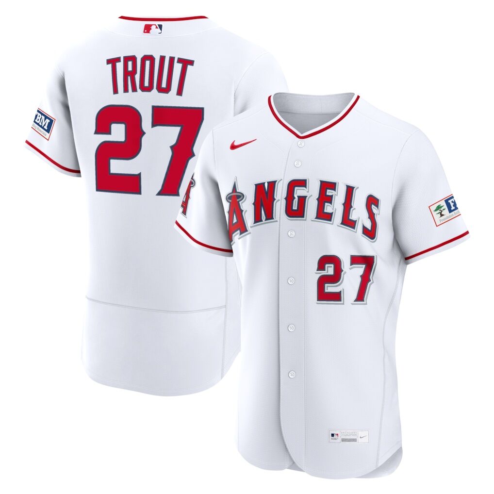 Mike Trout Los Angeles Angels Nike Home Authentic Sponsor Patch Jersey