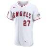 Mike Trout Los Angeles Angels Nike Home Authentic Sponsor Patch Jersey - White - Side View