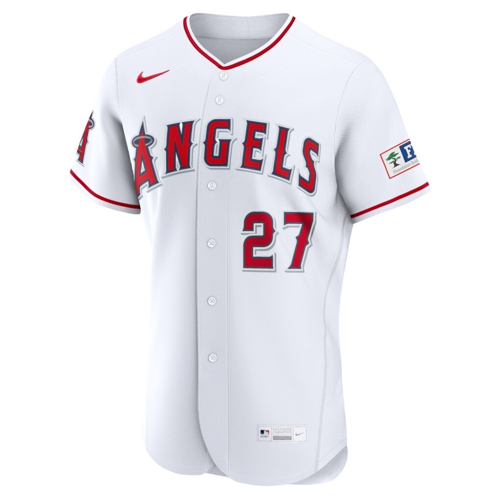 Mike Trout Los Angeles Angels Nike Home Authentic Sponsor Patch Jersey