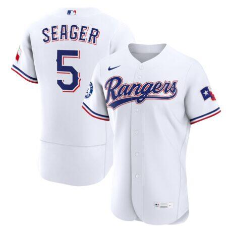 Corey Seager Texas Rangers Nike Home Authentic Sponsor Patch Jersey - White - Front View