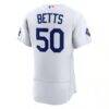 Mookie Betts Los Angeles Dodgers Nike Home Authentic Sponsor Patch Jersey - White - Detail View