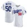 Mookie Betts Los Angeles Dodgers Nike Home Authentic Sponsor Patch Jersey - White - Front View