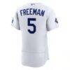 Freddie Freeman Los Angeles Dodgers Nike Home Authentic Sponsor Patch Jersey - White - Detail View