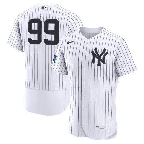 Aaron Judge New York Yankees Nike Home Authentic Sponsor Patch Jersey - White - Front View
