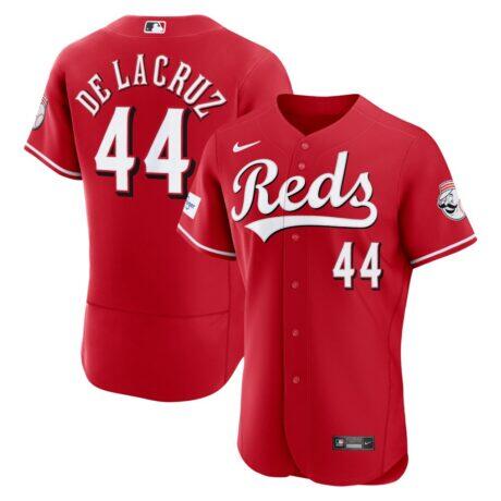 Elly De La Cruz Cincinnati Reds Nike Alternate Authentic Sponsor Patch Jersey - Red - Front View