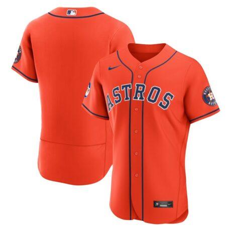 Houston Astros Nike Alternate Sponsor Patch Authentic Jersey - Orange - Front View