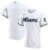 Miami Marlins Nike Home Sponsor Patch Authentic Jersey - White - Front View