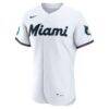 Miami Marlins Nike Home Sponsor Patch Authentic Jersey - White - Side View