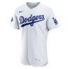 Los Angeles Dodgers Nike Home Sponsor Patch Authentic Jersey - White - Side View