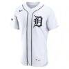 Detroit Tigers Nike Home Authentic Jersey - White - Side View