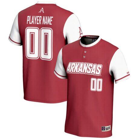 Arkansas Razorbacks GameDay Greats Youth NIL Pick-A-Player Lightweight Softball Jersey - Red - Front View