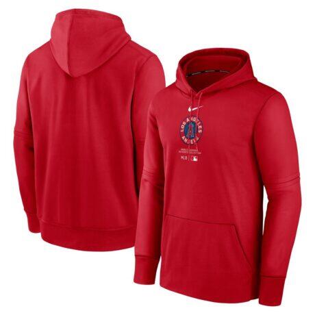 Los Angeles Angels Nike Authentic Collection City Connect Practice Performance Pullover Hoodie - Red - Front View