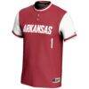 #1 Arkansas Razorbacks GameDay Greats Youth Lightweight Softball Jersey - Crimson - Side View