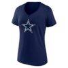 Dallas Cowboys Logo Athletic Women's Primary Logo V-Neck T-Shirt - Navy - Detail View