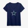 Dallas Cowboys Logo Athletic Women's Primary Logo V-Neck T-Shirt - Navy - Front View