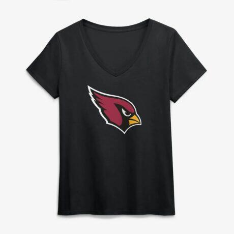 Arizona Cardinals Logo Athletic Women's Primary Logo V-Neck T-Shirt - Black - Front View