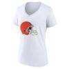Cleveland Browns Logo Athletic Women's Primary Logo V-Neck T-Shirt - White - Detail View