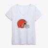 Cleveland Browns Logo Athletic Women's Primary Logo V-Neck T-Shirt - White - Front View