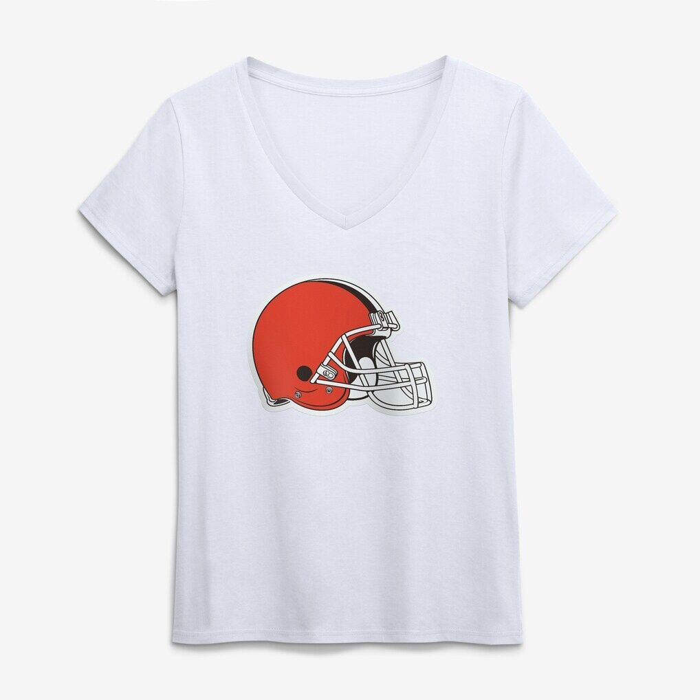 Cleveland Browns Logo Athletic Women's Primary Logo V-Neck T-Shirt