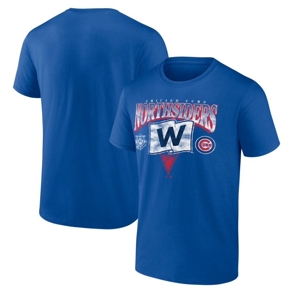 Chicago Cubs Logo Athletic Slogan T-Shirt - Royal