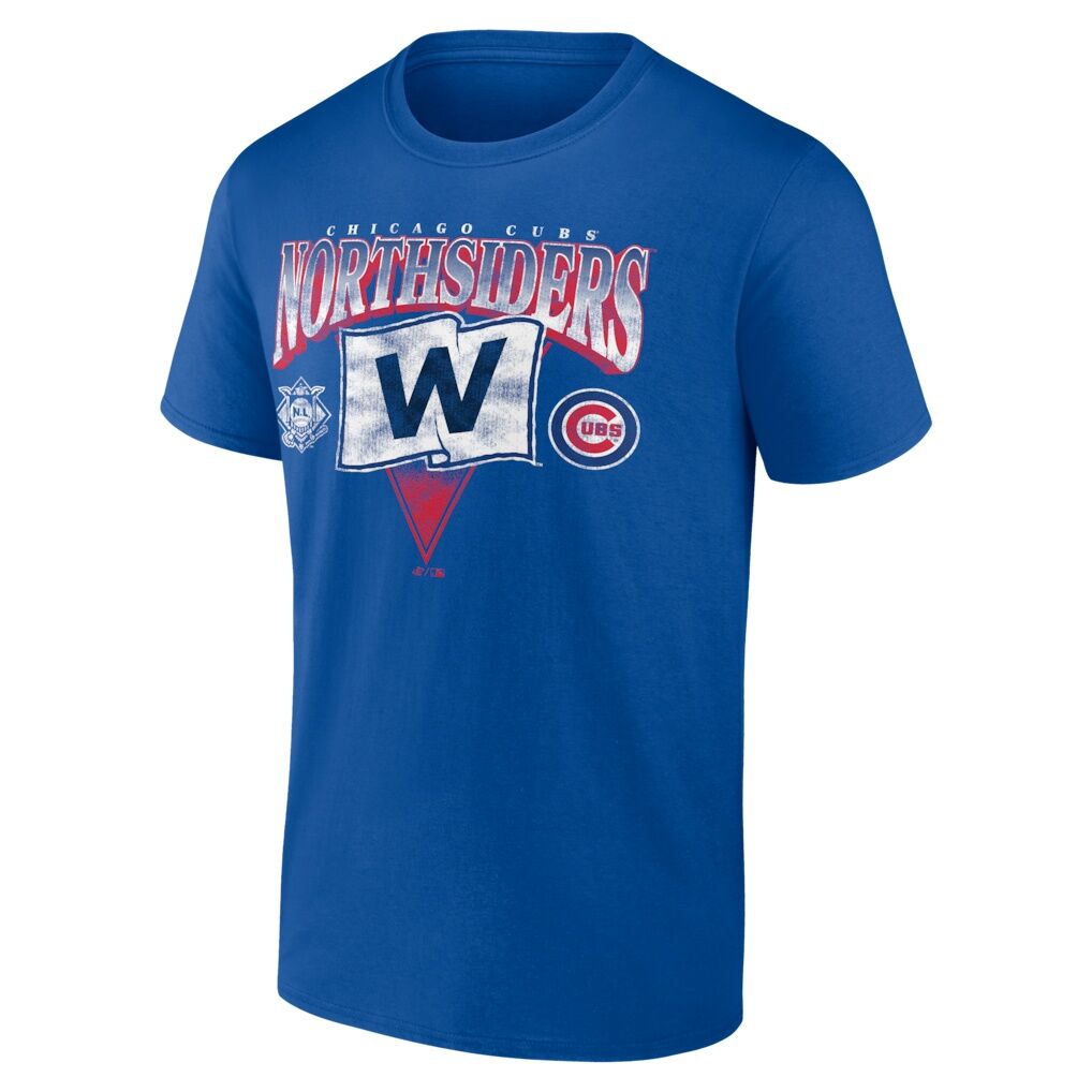 Chicago Cubs Logo Athletic Slogan T-Shirt - Royal