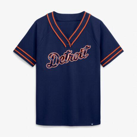 Detroit Tigers Fashion7 Women's Diva Race Ahead Raglan V-Neck T-Shirt - Navy - Alt1