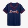 Atlanta Braves Fashion7 Women's Diva Race Ahead Raglan V-Neck T-Shirt - Navy - Alt1