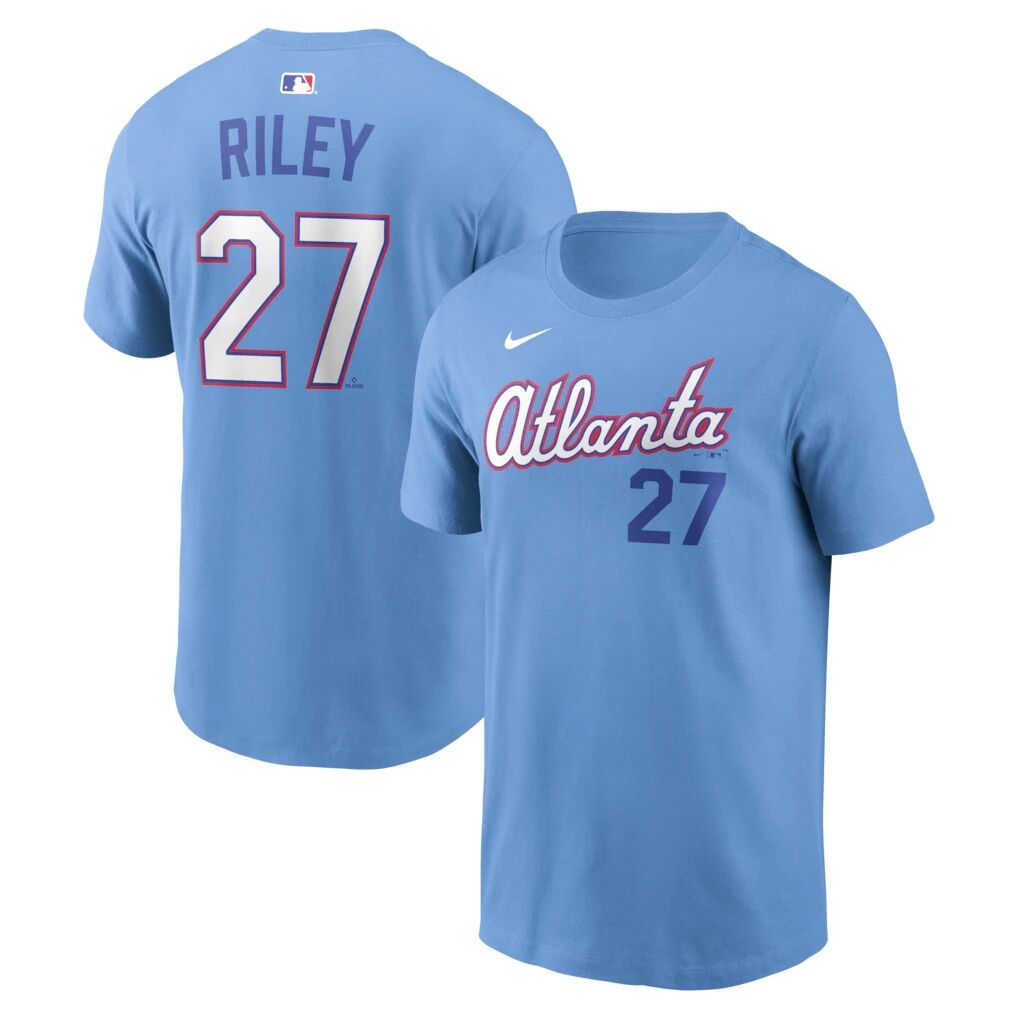 Austin Riley Atlanta Braves Nike Men’s 2026 City Connect Name & Number T-Shirt – Light Blue