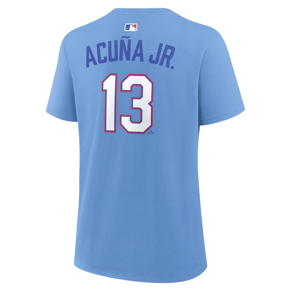 Ronald Acuña Jr. Atlanta Braves Nike Women’s 2026 City Connect Name & Number T-Shirt – Light Blue