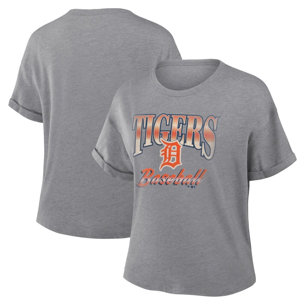 Detroit Tigers Fashion7 Women's Cooperstown Tribute Tri-Blend Boxy T-Shirt - Heather Gray