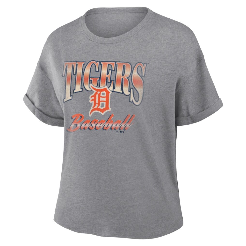 Detroit Tigers Fashion7 Women's Cooperstown Tribute Tri-Blend Boxy T-Shirt - Heather Gray