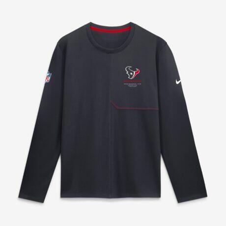 Houston Texans Nike Sideline Coaches UV Dri-FIT Long Sleeve Shirt - Navy - Front View
