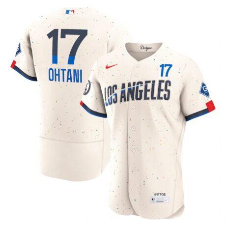 Shohei Ohtani Los Angeles Dodgers Nike City Connect Authentic Sponsor Patch Jersey - Cream - Front View