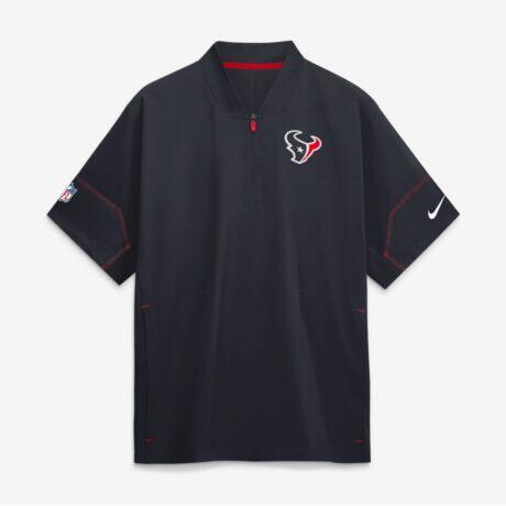 Houston Texans Nike Sideline Short Sleeve Quarter-Zip Coaches Jacket - Navy - Front View