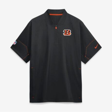 Cincinnati Bengals Nike Sideline Short Sleeve Quarter-Zip Coaches Jacket - Black - Front View