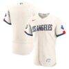 Los Angeles Dodgers Nike City Connect Authentic Sponsor Patch Jersey - Cream - Front View