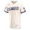 Los Angeles Dodgers Nike City Connect Authentic Sponsor Patch Jersey - Cream - Side View