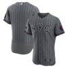 New York Mets Nike City Connect Authentic Sponsor Patch Jersey - Gray - Front View