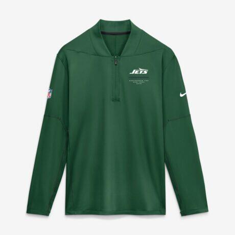 New York Jets Nike Sideline Logo Glory Midweight Dri-FIT Half-Zip Pullover - Green - Front View