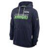 Seattle Seahawks Nike Sideline Standard Issue Top Prospect Dri-FIT Hoodie - College Navy - Side View