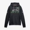 New York Jets Nike Sideline Standard Issue Top Prospect Dri-FIT Hoodie - Black - Front View