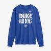 Duke Blue Devils Nike 2026 Sideline Slogan Dri-FIT Long Sleeve T-Shirt - - Front View