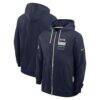 Seattle Seahawks Nike Sideline Standard Issue Quarterback Scramble Dri-FIT Full-Zip Hoodie - - Front View