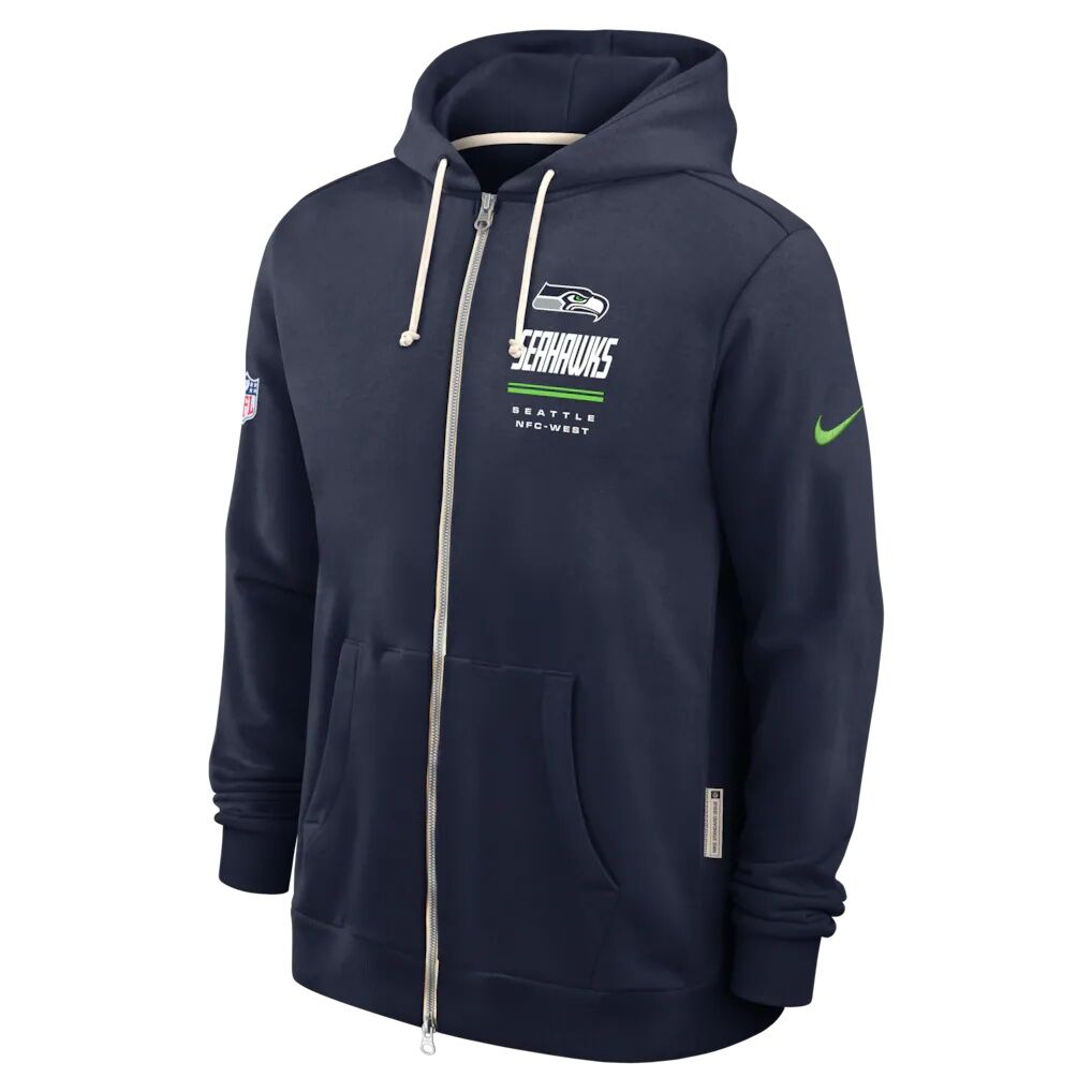 Seattle Seahawks Nike Sideline Standard Issue Quarterback Scramble Dri-FIT Full-Zip Hoodie - College Navy