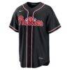 Kyle Schwarber Philadelphia Phillies Nike Fashion Replica Black Out Jersey - - Side View