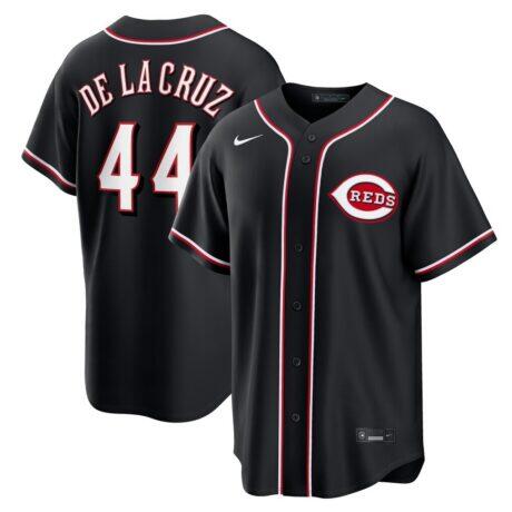 Elly De La Cruz Cincinnati Reds Nike Fashion Replica Black Out Jersey - - Front View