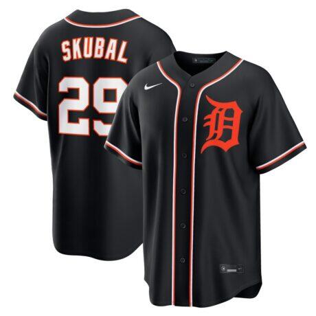 Tarik Skubal Detroit Tigers Nike Fashion Replica Black Out Jersey - - Front View