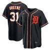 Riley Greene Detroit Tigers Nike Fashion Replica Black Out Jersey - - Front View