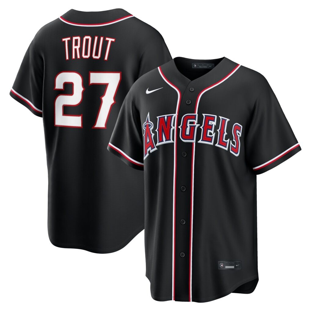 Mike Trout Los Angeles Angels Nike Fashion Replica Black Out Jersey